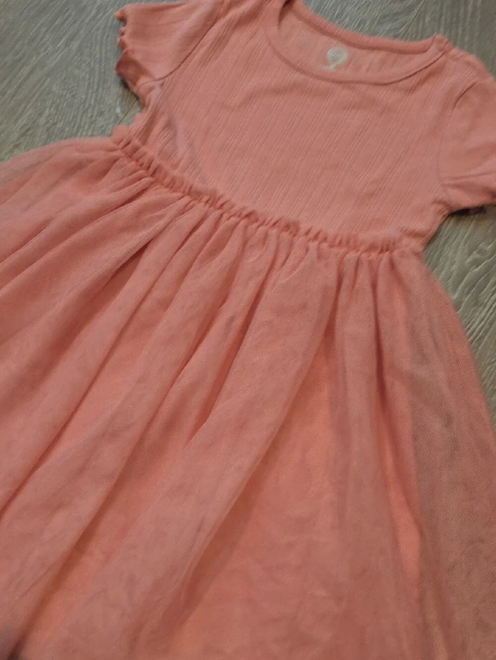 Pink Tulle Dress with Cream Floral Top & Shorts Set